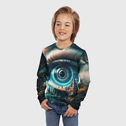 Лонгслив детский Сюрреалистический глаз и пейзаж, цвет: 3D-принт — фото 2