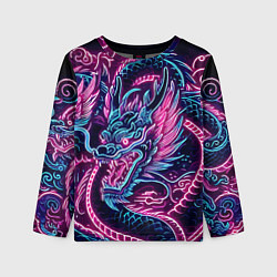 Детский лонгслив Neon Japanese dragon - irezumi