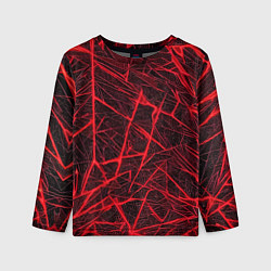 Детский лонгслив Красная паутина на чёрном фоне