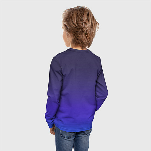 Детский лонгслив Градиент тёмно фиолетовый синий / 3D-принт – фото 4