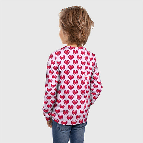 Детский лонгслив Двойное сердце на розовом фоне / 3D-принт – фото 4