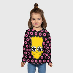Лонгслив детский Барт Симпсон на фоне пончиков, цвет: 3D-принт — фото 2