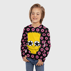 Лонгслив детский Барт Симпсон на фоне пончиков, цвет: 3D-принт — фото 2
