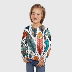 Лонгслив детский Композиция из перьев, цвет: 3D-принт — фото 2