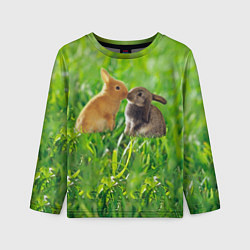 Лонгслив детский Кролики в траве, цвет: 3D-принт