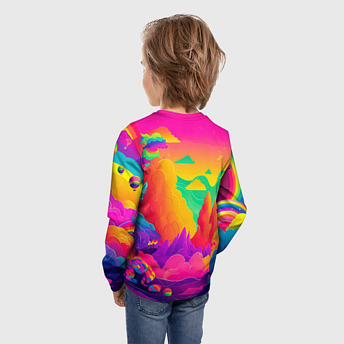 Детский лонгслив Яркие краски перетекают в радугу / 3D-принт – фото 4