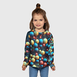 Лонгслив детский Разноцветные шарики молекул, цвет: 3D-принт — фото 2