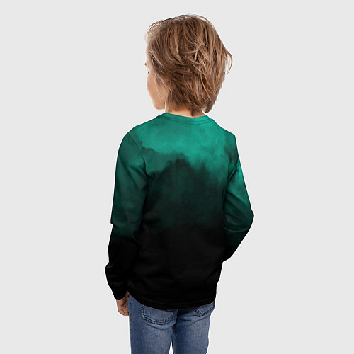 Детский лонгслив Зелёный туман на чёрном / 3D-принт – фото 4
