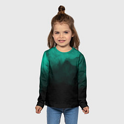 Лонгслив детский Зелёный туман на чёрном, цвет: 3D-принт — фото 2