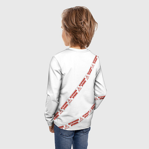 Детский лонгслив Осторожно хрупкое / 3D-принт – фото 4