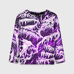 Лонгслив детский Белые клыки на розовом фоне, цвет: 3D-принт
