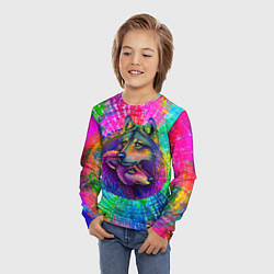 Лонгслив детский Цветные волк с волчицей, цвет: 3D-принт — фото 2