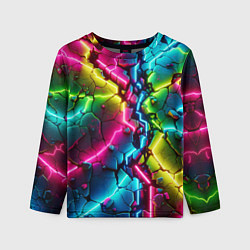 Лонгслив детский Трещина - неон, цвет: 3D-принт