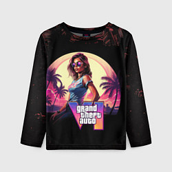 Лонгслив детский GTA 6 logo девушка, цвет: 3D-принт