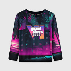 Лонгслив детский GTA 6 logo night Vice city, цвет: 3D-принт