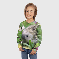Лонгслив детский Лесной ёжик в траве, цвет: 3D-принт — фото 2