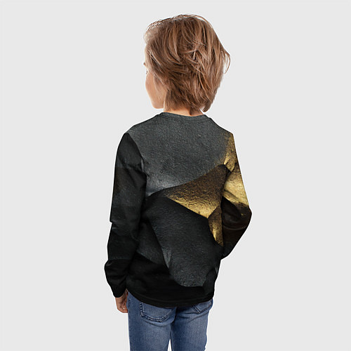 Детский лонгслив Черная текстура с золотистым напылением / 3D-принт – фото 4