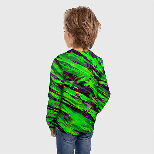 Детский лонгслив Зеленые узоры паттерны / 3D-принт – фото 4