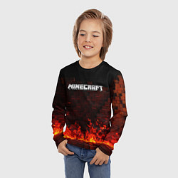 Лонгслив детский Minecraft fire logo, цвет: 3D-принт — фото 2
