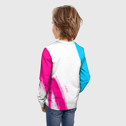Детский лонгслив Ajax neon gradient style вертикально / 3D-принт – фото 4