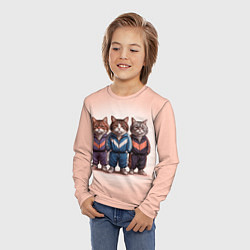 Лонгслив детский Три полосатых кота в спортивных костюмах пацана, цвет: 3D-принт — фото 2