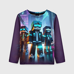 Лонгслив детский Minecraft - neon metropolis ai art, цвет: 3D-принт