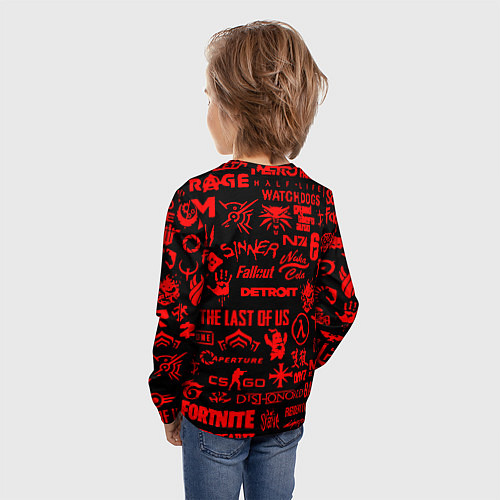 Детский лонгслив Логотипы популярных игр pattern / 3D-принт – фото 4