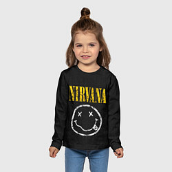 Лонгслив детский Джинсовка с nirvana, цвет: 3D-принт — фото 2