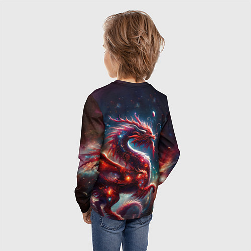 Детский лонгслив Красный космический дракон / 3D-принт – фото 4