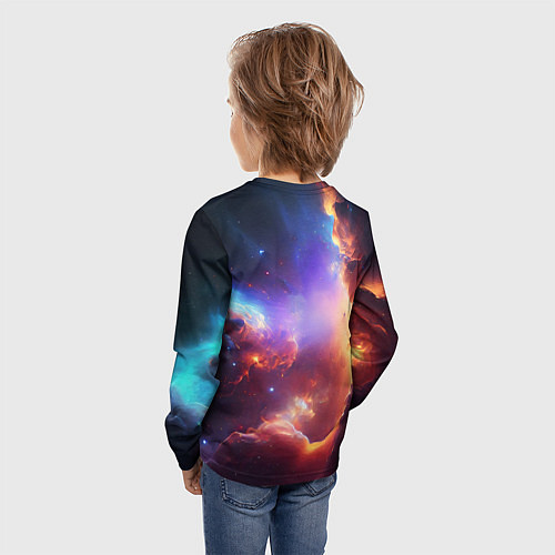 Детский лонгслив Космический красочный волк / 3D-принт – фото 4