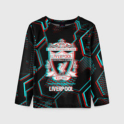 Лонгслив детский Liverpool FC в стиле glitch на темном фоне, цвет: 3D-принт
