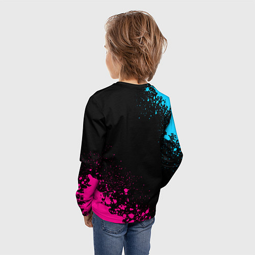 Детский лонгслив Club Brugge - neon gradient вертикально / 3D-принт – фото 4