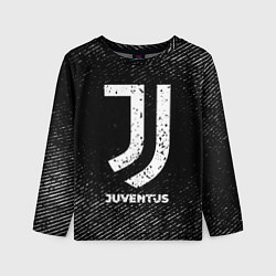 Лонгслив детский Juventus с потертостями на темном фоне, цвет: 3D-принт