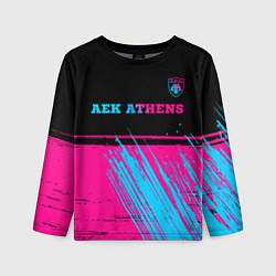 Лонгслив детский AEK Athens - neon gradient посередине, цвет: 3D-принт