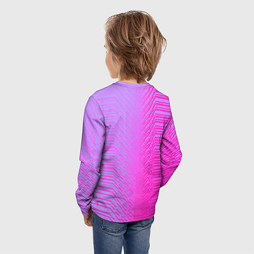 Детский лонгслив Розовые градиентные линии / 3D-принт – фото 4