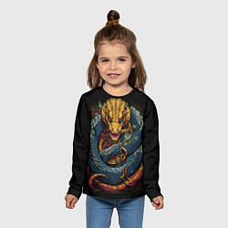 Лонгслив детский Желто-синий дракон муай-тай, цвет: 3D-принт — фото 2
