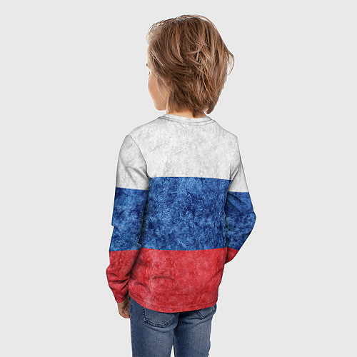 Детский лонгслив Флаг России разноцветный / 3D-принт – фото 4
