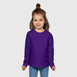 Лонгслив детский Яркий фиолетовый в полоску, цвет: 3D-принт — фото 2