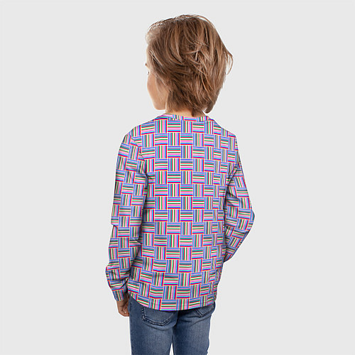 Детский лонгслив Разноцветный клетка-полосы паттерн / 3D-принт – фото 4