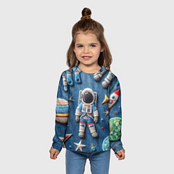 Лонгслив детский Космонавт - вышивка по джинсе нейросеть, цвет: 3D-принт — фото 2