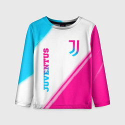 Лонгслив детский Juventus neon gradient style вертикально, цвет: 3D-принт