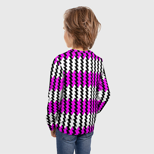 Детский лонгслив Вертикальные бело-розовые полосы / 3D-принт – фото 4