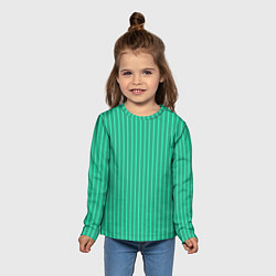 Лонгслив детский Зелёный Крайола полосатый, цвет: 3D-принт — фото 2