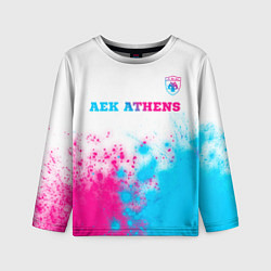 Лонгслив детский AEK Athens neon gradient style посередине, цвет: 3D-принт