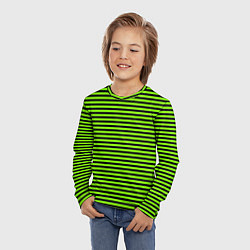Лонгслив детский Кислотный зелёный в чёрную полоску, цвет: 3D-принт — фото 2