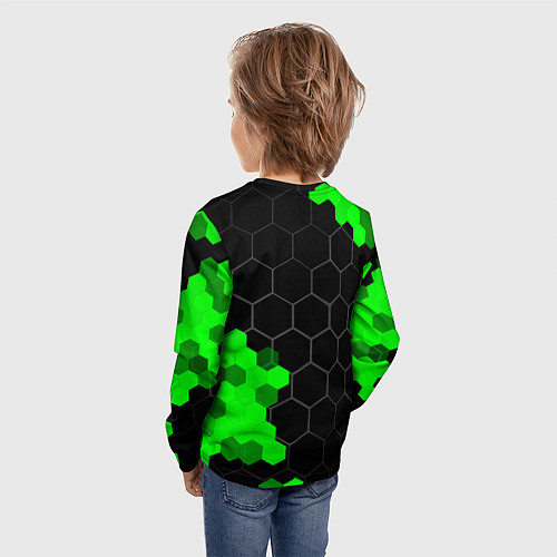 Детский лонгслив Mitsubishi green sport hexagon / 3D-принт – фото 4