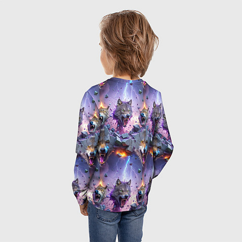 Детский лонгслив Волки и молнии / 3D-принт – фото 4