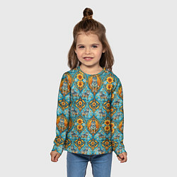 Лонгслив детский Узоры волки и цветы, цвет: 3D-принт — фото 2