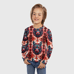 Лонгслив детский Серые волки на красном фоне, цвет: 3D-принт — фото 2