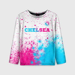 Лонгслив детский Chelsea neon gradient style посередине, цвет: 3D-принт